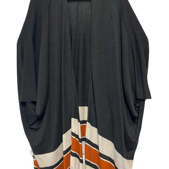 H&M Black Poncho Kimono with Orange and Cream Stripes - Picture 5 of 6